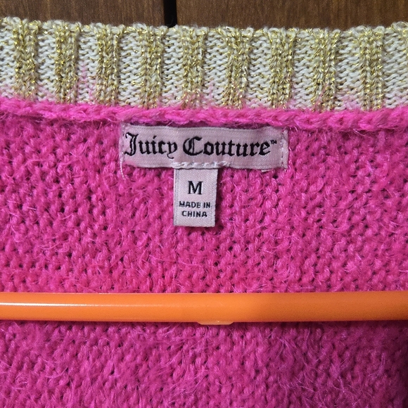 Juicy Couture Pink Fuzzy Sweater with Gold Trim - Picture 3 of 4